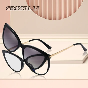 CRIXALIS Марката Дизайн, Многофункционални Поляризирани Слънчеви Очила За Жени Клип Синя Светлина Очила Дамски Модни Компютърни Очила с UV400