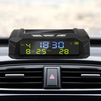Автомобилни Часовници Изглежда Слънчеви Авто Цифров Часовник с LCD Дисплей, Автоаксесоари За Уникални Детайли, Портативни Автомобилни Украса