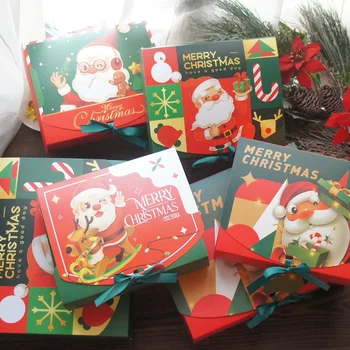 2 Размера Голям 5шт Весела Коледа Дядо коледа Празнува Хартиена Кутия с Панделка, Свещ Сладко се Пече САМ Страна на Сувенири, Подаръци, Опаковки