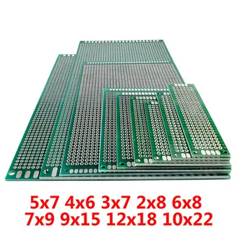 Печатна платка FR4 5x7 4x6 3x7 2x8 6x8 7x9 9x15 12x18 10x22 см, Двустранен прототип Сам Универсална Печатна платка PCB