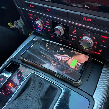15 Вата Автомобилното безжично зарядно устройство QI за телефон, бързо зарядно устройство, зарядно устройство ще захранване на плоча, на притежателя на телефона за Audi A6 C7 A7 RS6 2012-2018 аксесоари
