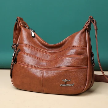 Висококачествени Дамски Новите Модни Дизайнерски Чанта с множество джобове, Чанти На рамо, Ежедневни чанти-Месинджър От мека Изкуствена кожа