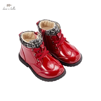 DB19849 Дейв Bella/зимни модни обикновена обувки за момичета; детски кожени обувки; обувки с високо качество за момичета; кожа обувки