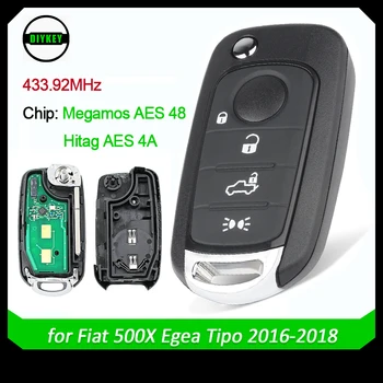 Дистанционно Ключодържател DIYKEY 433,92 Mhz MQB 48 за Fiat 500X Egea Tipo 2016-2018 I6FA Модел Megamos AES/ID48 Hitag AES/4A Чип