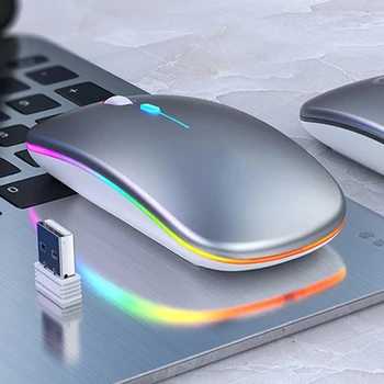 Висококачествена Безжична Мишка с Led Подсветка 2,4 G Акумулаторна Детска Мишка за Лаптоп Gamer Тиха Мишка За Лаптоп USB Зареждане