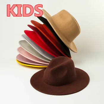 202009-hh9009 зимна вълна однотонная детска шапка 53 см, детски филц шапки, ДЕТСКИ джаз панама
