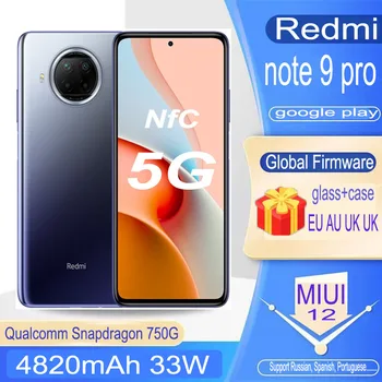 redmi Note 9 Pro 5G celular Смартфон xiaomi NFC 4820 ма Мобилен телефон Snapdragon 750 г глобалната версия на пълен netcom android