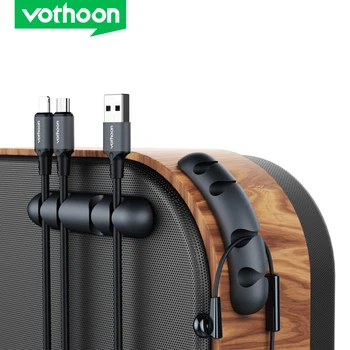 Vothoon Кабелен Органайзер Силикон USB Кабел За Навиване на Кабела Гъвкави Скоби За Управление на Кабел Държач на Кабела За Мишки, слушалки Слушалки