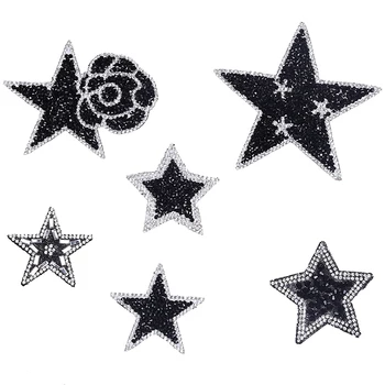 Ленти с кристали във формата на Звезди и Диаманти, Железни Ивици за Дрехи, Ленти с Цветен Модел, 3D Апликация, Железни Ивици за Пренасяне