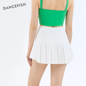 Дамски спортни дрехи DANCEFISH, Стилни плиссированная къса пола с джобове, дизайн 