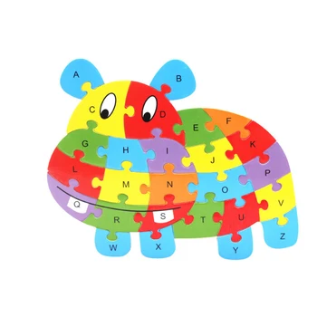 Детска Интелигентна Играчка Познаването На Английската Писмо Строителни Блокове На Дървени Животни Пъзел Детски Образователни Играчки За Детски Подаръци