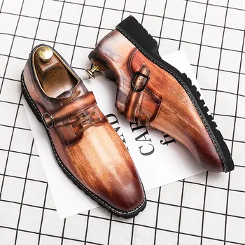 Мъжки модел обувки в Ретро стил с Ръчно изработени с Перфорации тип 
