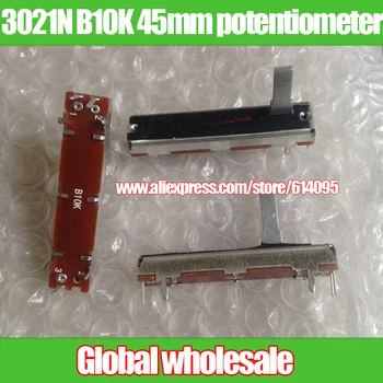 10шт 3021N B10K 45 мм 4,5 см Слайд плъзгащ потенциометър/ - слаби светлина миксер фейдер моно потенциометър