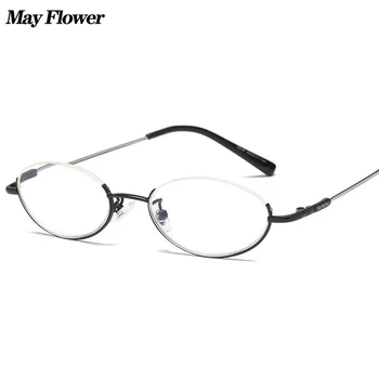 Ретро Анти-Синя Светлина Очила За четене Овалния Дизайн на Половината Рамки на Очила За Далекогледство Кръгли Очила на Мъже, Жени Гъвкави Рамки + 3,5 + 4