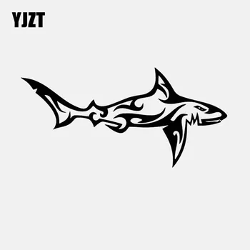 YJZT 16,4 см. * 8 см Автомобили Стикер Акула Vinyl Стикер За Автомобил, Камион Морска Разплод Стикер за Сърфиране Йети Черен/Сребрист C24-0567