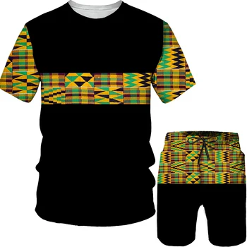 Забавна Мъжки тениски с 3D Принтом В Африканския Стил дашики, къси Панталони, Мъжко спортно облекло, Облекло в Народен стил, Тениски Унисекс/Shorts/Костюми, Дамски дрехи Мъжки