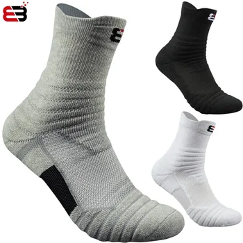 1 чифт Баскетболни Чорапи Мъжки Дълги Дебели Памучни чорапи с хавлиена Кърпа Отдолу, За бягане на открито, Бадминтон, Тенис Спортни Чорапи