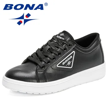 BONA/Новост 2022 г.; Обзавеждане по класически Вулканизированная обувки; Дамски Популярни Маратонки Дамски Ежедневни обувки дантела; Дишащи обувки за влюбени; Мека
