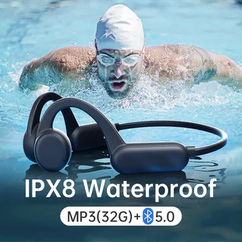 Безжични Bluetooth Слушалки IPX8 с костна Проводимост, Водоустойчив Плувни Слушалки С Паметта 32G, Музикални Слушалки MP3 с Микрофон