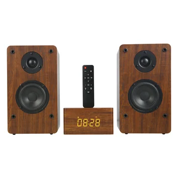 Дървени Безжични Bluetooth Високоговорители с Часове, Звукови Панел за телевизор 2.1 Система за Домашно Кино Субуфер Стерео Boombox Дистанционно Управление