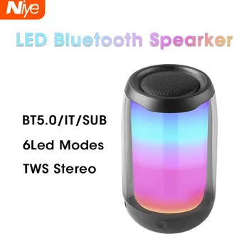 Niye TWS Bluetooth Говорител на цял екран на 3D Цветен Led Лампа Преносим HiFi Говорител Чудесен Бас Безжична Звукова Кутия TF Карта