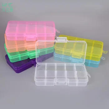 10 Клетки Регулируема Пластмасова Кутия За Съхранение На Бижута Калъф За Бродерия Органайзер Мъниста Контейнер За Дизайнерско Опаковане На Бижута Дисплей