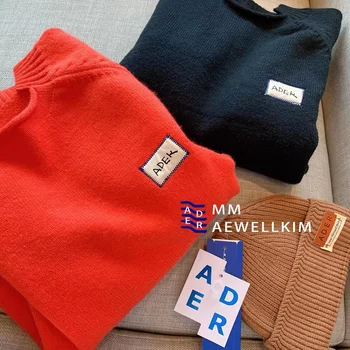 Ader error Есенно-зимния нов текстилен етикет с грешен деколте, мъжки и женски свободен пуловер с кръгло деколте, пуловер