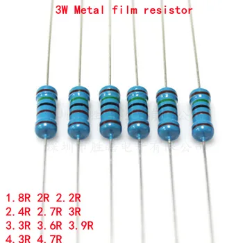 10шт 3 W Метален филмът резистор 1% 1.8 R 2R 2.2 R 2.4 R 2.7 R 3R 3.3 R 3.6 R 3.9 R 4.3 R R 4.7 1.8 2 2.2 2.4 2.7 3 3.3 3.6 3.9 4.3 4.7 ом
