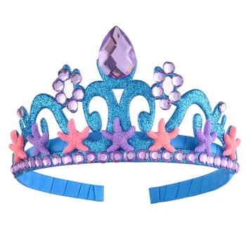 Детски Рожден Ден Короната Превръзка На Главата Морска Звезда Русалка Принцеса Декор Ccean Тема Едно Момиче на 1-ви Рожден Ден на Аксесоари За Коса