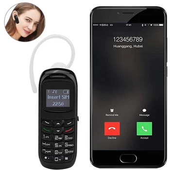 Дропшиппинг Мобилен Телефон С Две Sim-Карти, Безжични Bluetooth Слушалки Bm70 Мини Мобилен Телефон На Стерео Отключване Супер Тънък Gsm Телефон L8Star