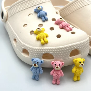 Цветни 3D Красиви Икони за обувки от смола с участието на Кавайного Мечка, Декорации, Подходящи За женски Босоножек от Крокодилска кожа, сабо, Талисмани, Детски Подаръци, Аксесоари 