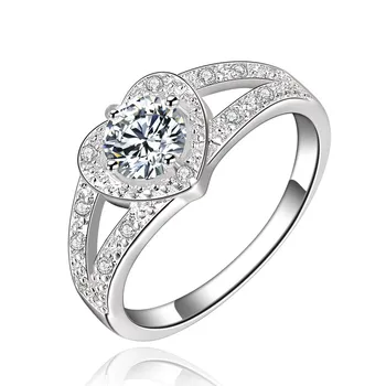 R338 размер 6-9 нови сладки горещи продажба сребърен пръстен модни бижута чар жена сватбен камък дама високо качество crystal CZ цвят Пръстен