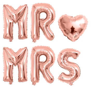 6шт 16 инча, розово злато писмо балони г-Н г-жа сърце балон фолио Годишнина от сватбата 