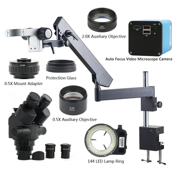 3.5 X-90X Simul Фокусный Тринокулярный Стереомикроскоп с Шарнирно Скоба + SONY IMX307 HDMI 1080P Индустриална камера с автоматично Фокусиране