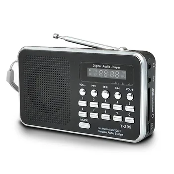 T-205 FM-Радио Преносими Hi-Fi Карта Говорител Цифров Мултимедиен MP3 Музикален Високоговорител Бял Къмпинг Туризъм Спорт На открито