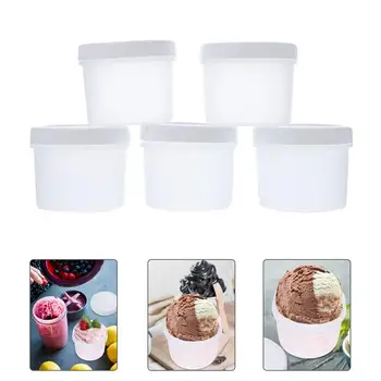 5шт 400 мл Кутии За Сладолед Контейнери За Съхранение на Десерт Скоростна Кисело мляко, Чаша с Капак
