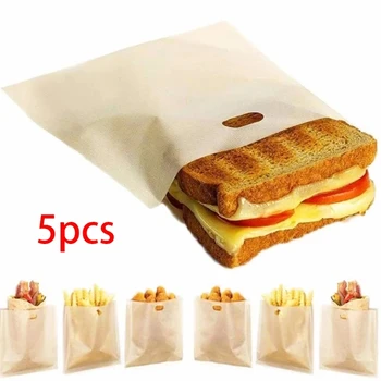 5шт/комплект за многократна употреба тостер чанти незалепващо торба с хляб пакети за сандвичи фибростъкло тост микровълнова печка за отопление сладкарски инструменти за печене листове