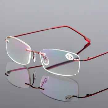 Gafas de lectura TR90 de titanio ultralivianas против memoria lectura sin montura ал hombre y mujer, gafas para presbicia + 1,0 4