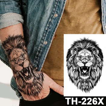 Ръка На Бедрото Тялото Татуировки Етикети Временно Прехвърляне На Татуировки Вълк Лъв, Тигър Животно Фалшива Стикер Половината От Ръцете На Женското Изкуство Красив Мъжки