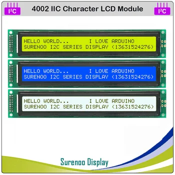 Сериен IIC / I2C / TWI 4002 402 40*2 Знаков LCD Модулен Дисплей Жълт Зелен Син с Подсветка за Arduino