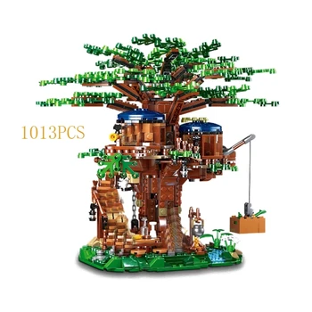 Направи си сам 1013 + бр Всички Сезони на Къщичка На Дърво Град градивните елементи на Къщичка На Дърво Стая за Домашно Набор от Тухли Детски Играчки Подарък