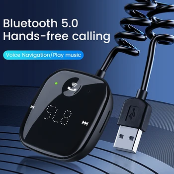 Модерен Bluetooth 5,0 Авто Аудиопередатчик Безжична Bluetooth FM Трансмитер AUX Аудиоприемник MP3-Плейър Комплект за Кола 