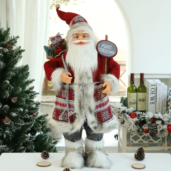 Коледна Украса за Дома Нова Година 2022 Височина 45 см/30 см кукла на Дядо Коледа Детски подаръци, Декорации за прозорци Навидад