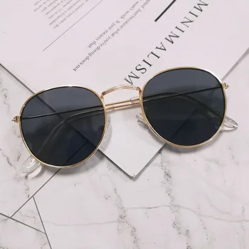 Реколта Кръгли Слънчеви Очила Дамски Модни Маркови Дизайнерски Слънчеви Очила Дамски Класически Малки Рамки За Очила Ретро Черни Oculos De Sol