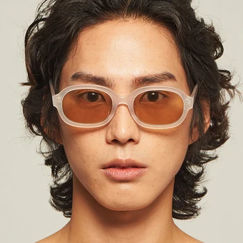 Овални Оранжево-Жълти Рамки на Слънчеви Очила на Жените и Мъжете Метални Панти Червен Тен Розови Лещи UV400 Защита Модел Стил Секси Дамски слънчеви Очила