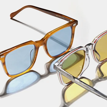 Ретро цветни слънчеви очила мъжки висококачествени ацетатные квадратни очила за пътуване на открито vintage слънчеви очила по рецепта