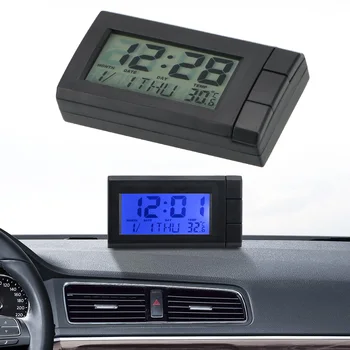 Автомобилни LCD Часовник С Дигитален Дисплей, Самозалепващи Автоматичен Часовник, Термометър, Температурата Дисплей, Електронни Часовници, Автомобилна Декорация