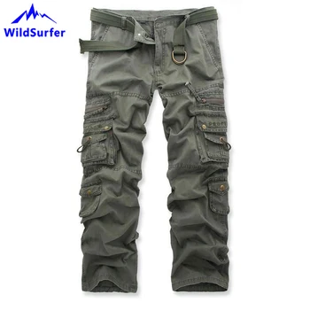 WildSurfer Памук Плюс Размера на Мъжки Гащеризон Панталон Pantalon Трекинг Homme Мъжки Мулти Джобни Военни Тактически Панталони Туризъм WP100