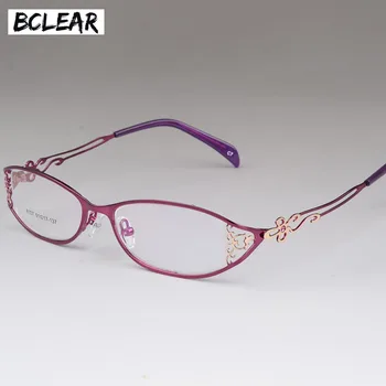 BCLEAR Женски бизнес рамки за очила, кухи издълбани метални очила в пълна рамка, красиви модерни ультралегкие точки от сплав, нови