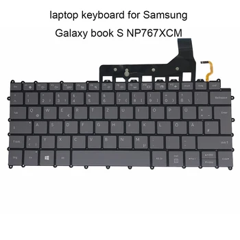 Подмяна на клавиатура за Samsung Galaxy S book NP767XCM клавиатура с подсветка GR GE Немска сиво голяма клавиш за въвеждане на лаптоп нова работа
